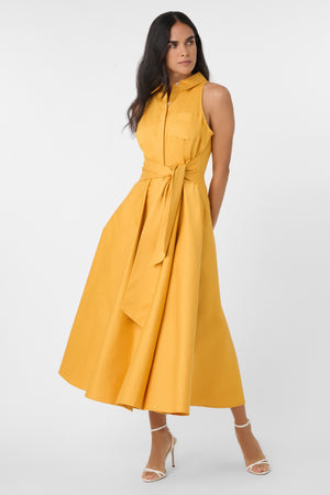 CHELSEA SLEEVELESS TIE-FRONT MIDI SHIRT DRESS - Toccin