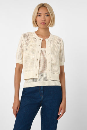 Cassie Short Sleeve Cardigan Ivory - Toccin
