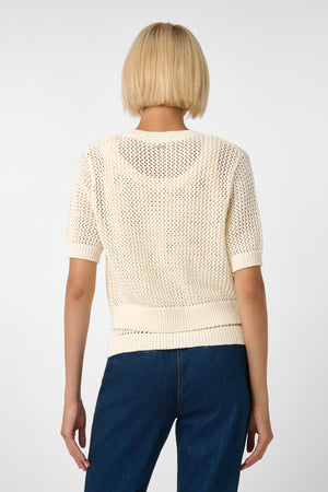 Cassie Short Sleeve Cardigan Ivory - Toccin
