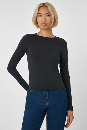 Jenna Long Sleeve Top Jet - Toccin