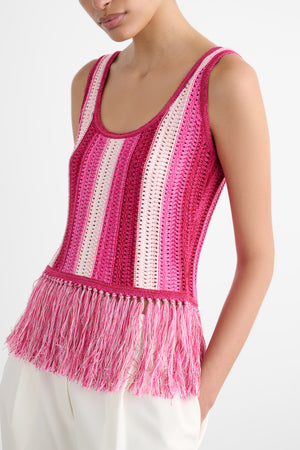 ALBIE SCOOP NECK TANK WITH FRINGE