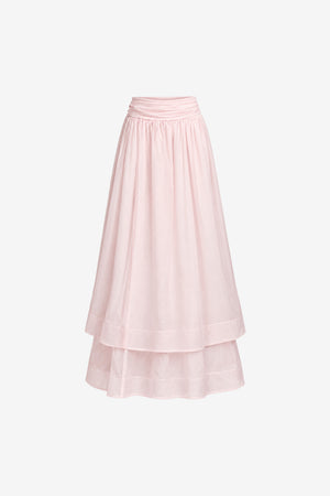 AMBER HIGH WAISTED TIERED MIDI SKIRT - Toccin