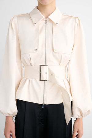 BRIGHTON BELTED ZIP-FRONT JACKET