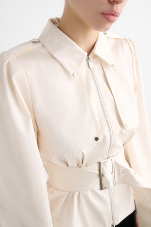 BRIGHTON BELTED ZIP-FRONT JACKET