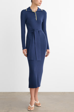 CARTER LONG SLEEVE POLO MIDI DRESS