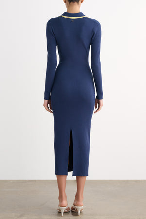 CARTER LONG SLEEVE POLO MIDI DRESS