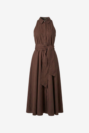 CHELSEA SLEEVELESS TIE-FRONT MIDI SHIRT DRESS