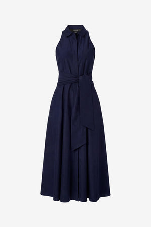 CHELSEA SLEEVELESS TIE-FRONT MIDI SHIRT DRESS - Toccin