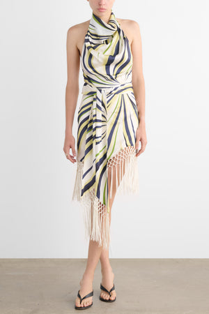 ELLA HALTER NECK TIE-FRONT MINI DRESS