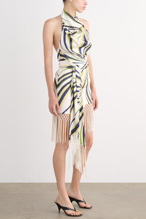 ELLA HALTER NECK TIE-FRONT MINI DRESS