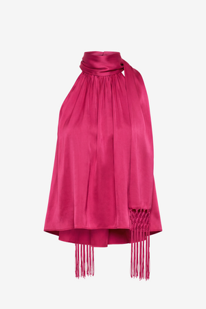 EMMIE TIE-NECK TOP WITH FRINGE - Toccin