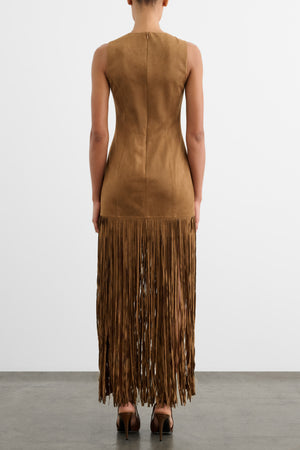 ESTHER SEAMED MINI DRESS WITH FRINGE
