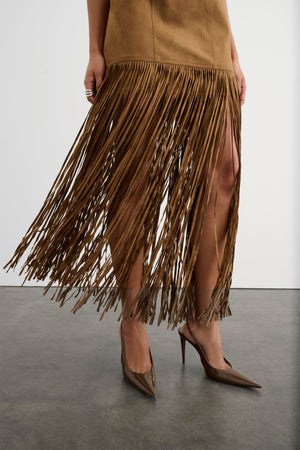 ESTHER SEAMED MINI DRESS WITH FRINGE