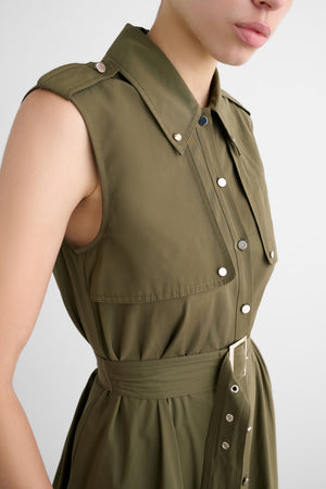 GAIL BUTTON-FRONT MIDI DRESS
