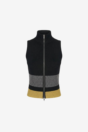 JAYLA SLEEVELESS MOCK NECK ZIP FRONT TOP