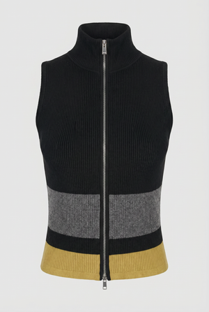 JAYLA SLEEVELESS MOCK NECK ZIP FRONT TOP