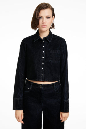 JETTA CROPPED BUTTON-FRONT SHIRT - Toccin