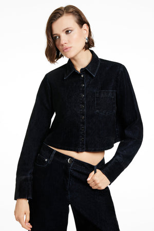 JETTA CROPPED BUTTON-FRONT SHIRT - Toccin