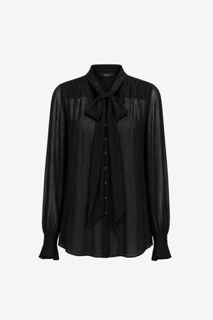 KAILA TIE NECK BUTTON-FRONT BLOUSE