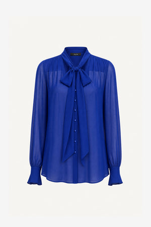 KAILA TIE NECK BUTTON-FRONT BLOUSE