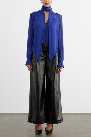 KAILA TIE NECK BUTTON-FRONT BLOUSE