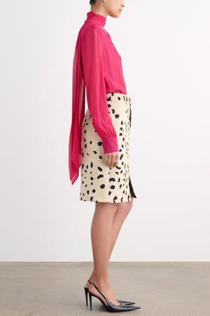 KAILA TIE NECK BUTTON-FRONT BLOUSE