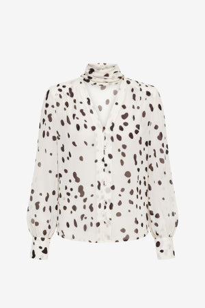 KAILA TIE NECK BUTTON-FRONT BLOUSE
