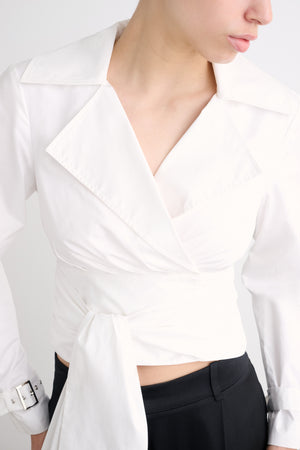 MALANI COLLARED WRAP TOP - Toccin