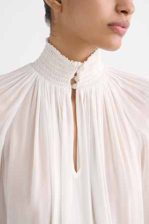 OCTAVIA SMOCKED NECK GATHERED BLOUSE - Toccin