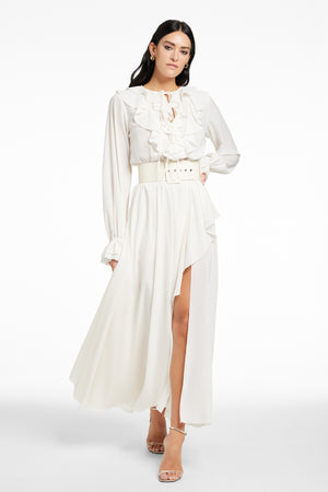 PETRA EXAGGERATED RUFFLE MIDI DRESS - Toccin