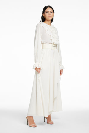 PETRA EXAGGERATED RUFFLE MIDI DRESS - Toccin