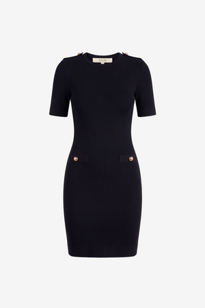 REESE STRONG SHOULDER SHORT SLEEVE DRESS - Toccin