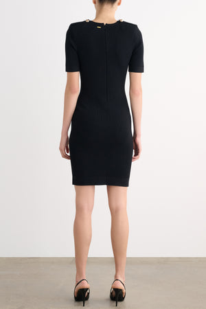 REESE STRONG SHOULDER SHORT SLEEVE DRESS - Toccin