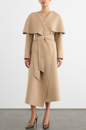 RYA EXAGGERATED CAPE WRAP COAT