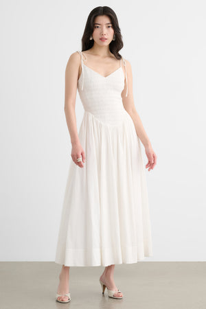 AMAYA SMOCKED MIDI DRESS