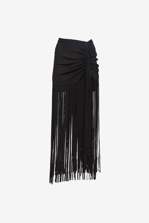 AMALIA RUCHED MINI SKIRT WITH FRINGE - Toccin