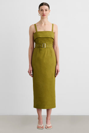 THEODORA BELTED MIDI DRESS - Toccin