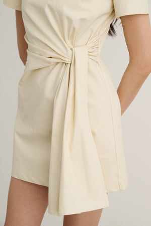 LEONIE SHORT SLEEVE TIE-FRONT MINI DRESS - Toccin