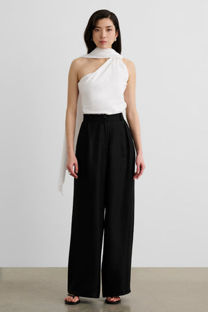 SOLARA SILK PLEATED WIDE LEG TROUSER - Toccin
