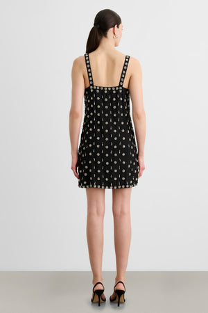 DOVE HAND-BEADED MINI SHIFT DRESS - Toccin