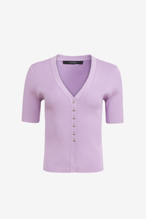 CHARITY BUTTON FRONT SHORT SLEEVE TOP - Toccin