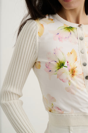 MIRIAM SILK COMBO CARDIGAN