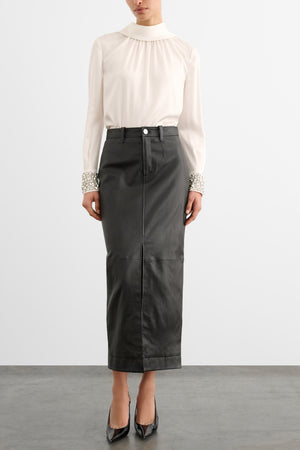 VERONICA LONG SLEEVE PUSSY-BOW BLOUSE WITH EMBELLISHMENT
