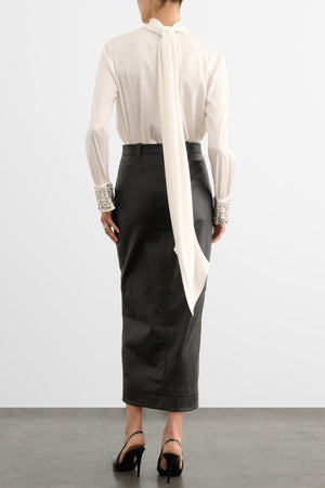 VERONICA LONG SLEEVE PUSSY-BOW BLOUSE WITH EMBELLISHMENT