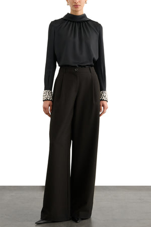 VERONICA LONG SLEEVE PUSSY-BOW BLOUSE WITH EMBELLISHMENT
