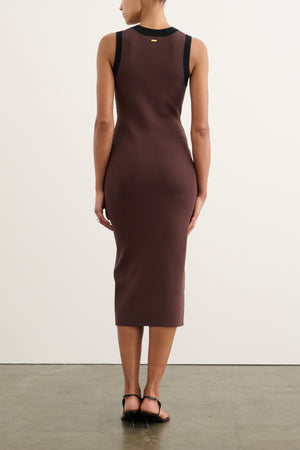 VICTORIA TIE FRONT SLEEVELESS MIDI DRESS