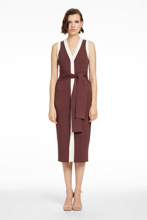 VICTORIA SLEEVELESS BUTTON-FRONT MIDI DRESS - Toccin