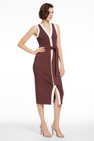 VICTORIA SLEEVELESS BUTTON-FRONT MIDI DRESS - Toccin