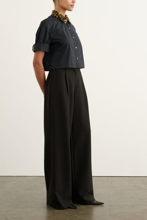 ZADIE COMBO CROPPED BUTTON-DOWN SHIRT