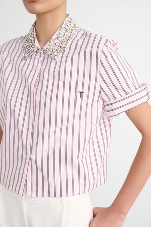 ZADIE COMBO CROPPED BUTTON-DOWN SHIRT - Toccin